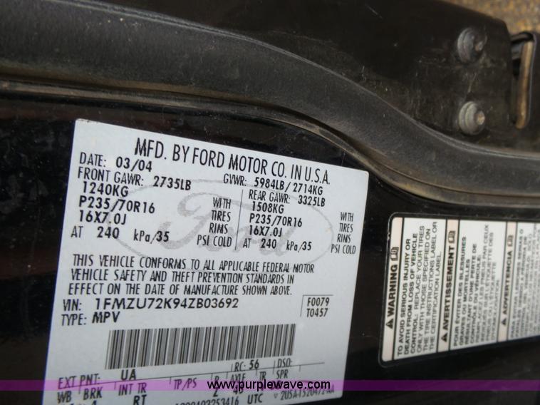 image for item K3165 2004 Ford Explorer SUV