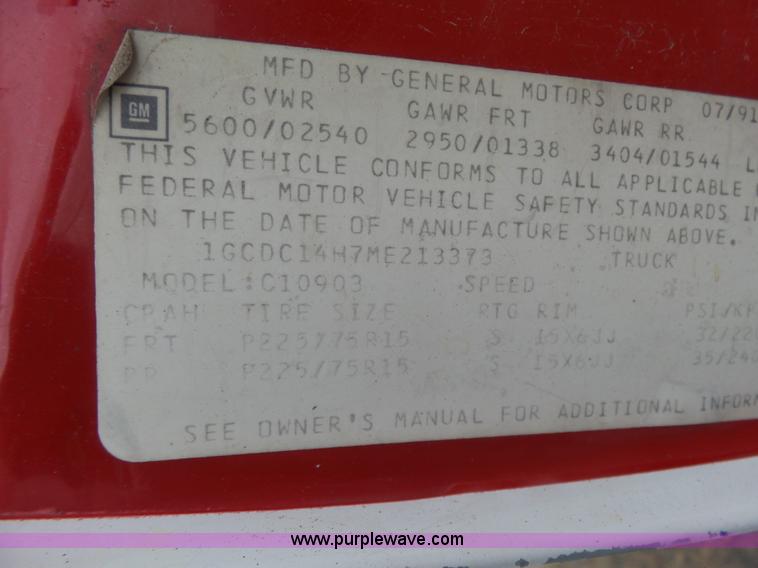 image for item K3166 1991 Chevrolet Scottsdale 1500 pickup truck