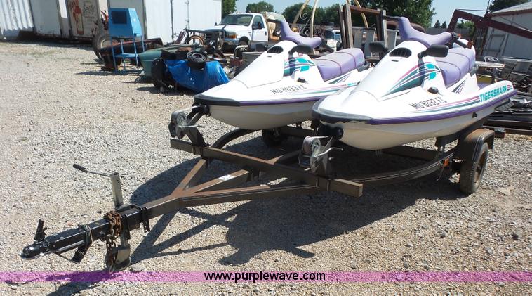 image for item K4677 *(2) 1995 Tigershark Monte Carlo jet skis with trailer