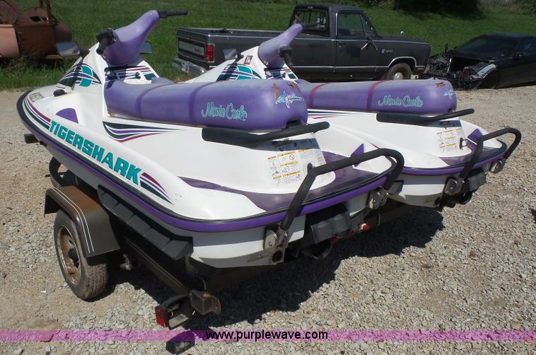 image for item K4677 *(2) 1995 Tigershark Monte Carlo jet skis with trailer