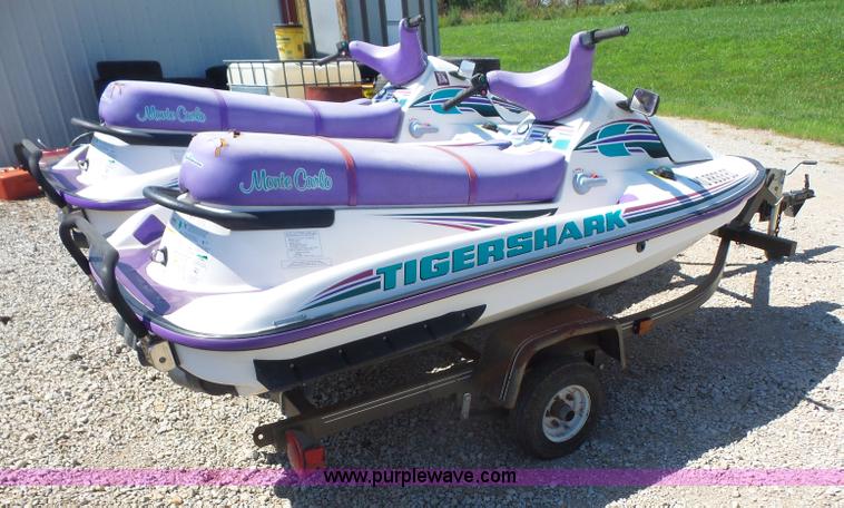 image for item K4677 *(2) 1995 Tigershark Monte Carlo jet skis with trailer