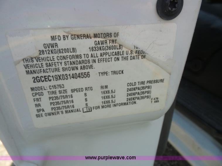 image for item K4739 2003 Chevrolet Silverado 1500 Ext. Cab pickup truck