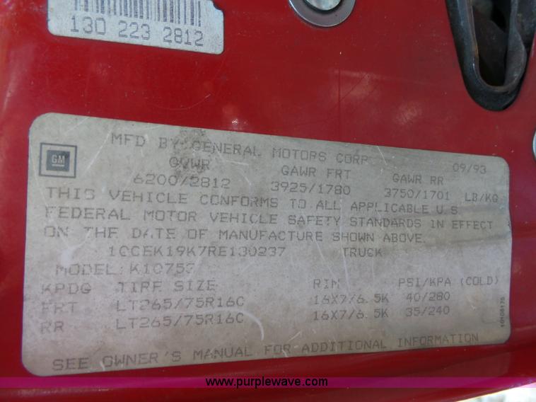 image for item K5342 1994 Chevrolet 1500 Z71 Ext. Cab pickup truck