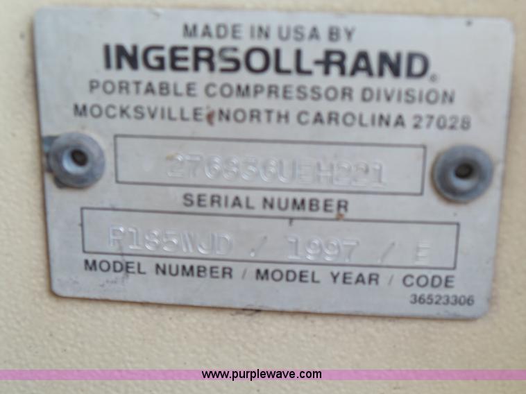 image for item K7067 1999 Ingersoll Rand P185WJD air compressor