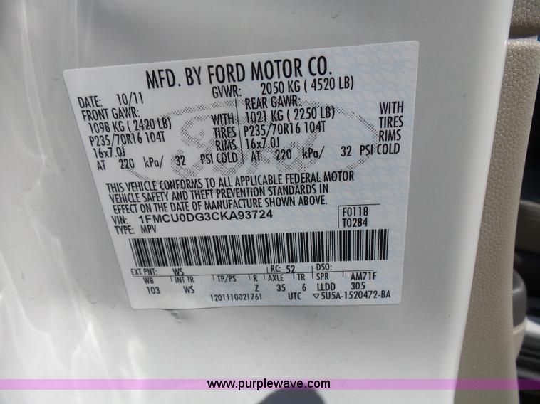 image for item L1569 2012 Ford Escape XLT SUV