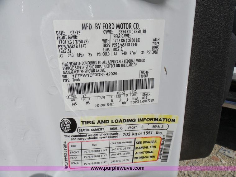 image for item L1570 2013 Ford F150 XLT SuperCrew pickup truck