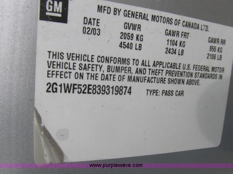 image for item L6197 2003 Chevrolet Impala