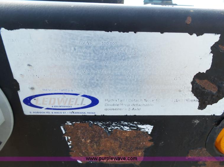 image for item BJ9329 2007 Ledwell drop deck equipment trailer