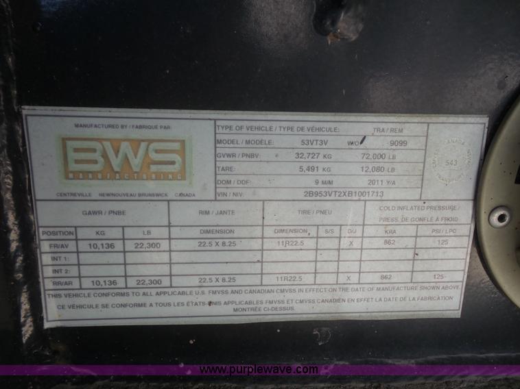 image for item K4668 2011 BWS 53VT3V Demountable Concepts trailer with storage boxes