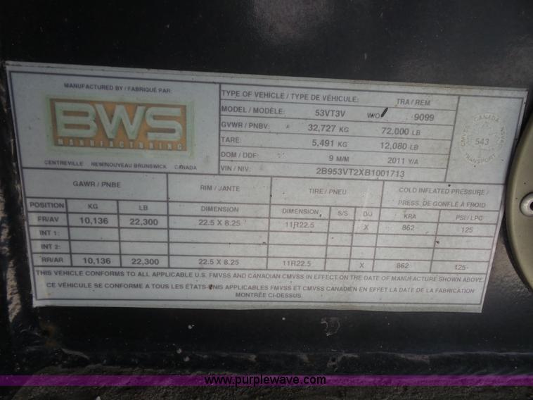 image for item K4668 2011 BWS 53VT3V Demountable Concepts trailer with storage boxes