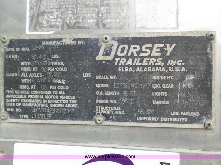 image for item K7731 1987 Dorsey Liteguard 86 refrigerated van trailer