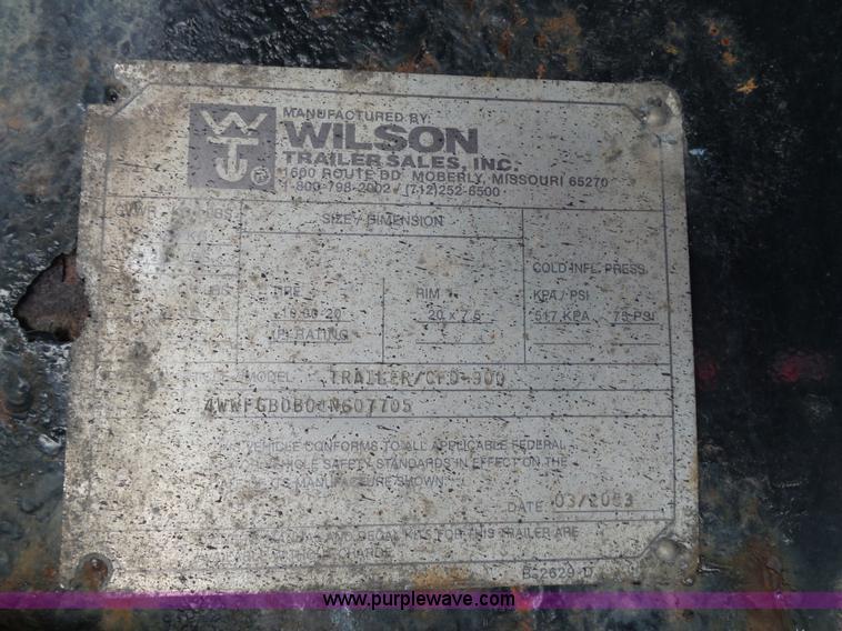 image for item K8436 2004 Wilson CFD-900 drop deck equipment trailer