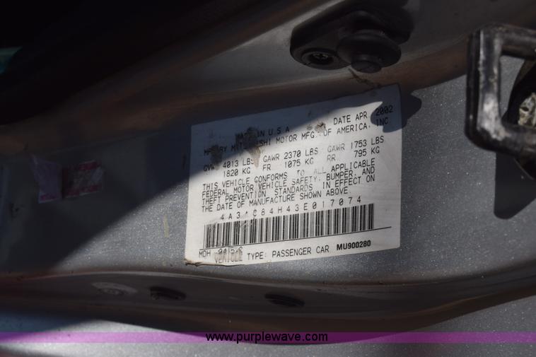 image for item K2916 2003 Mitsubishi Eclipse