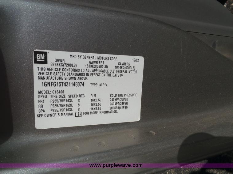 image for item J4020 2003 Chevrolet Express 1500 van
