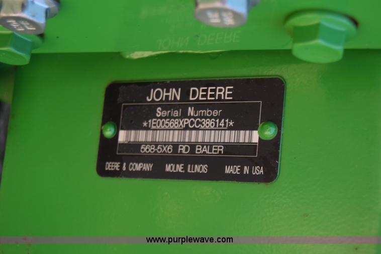 image for item K2844 2012 John Deere 568 round baler