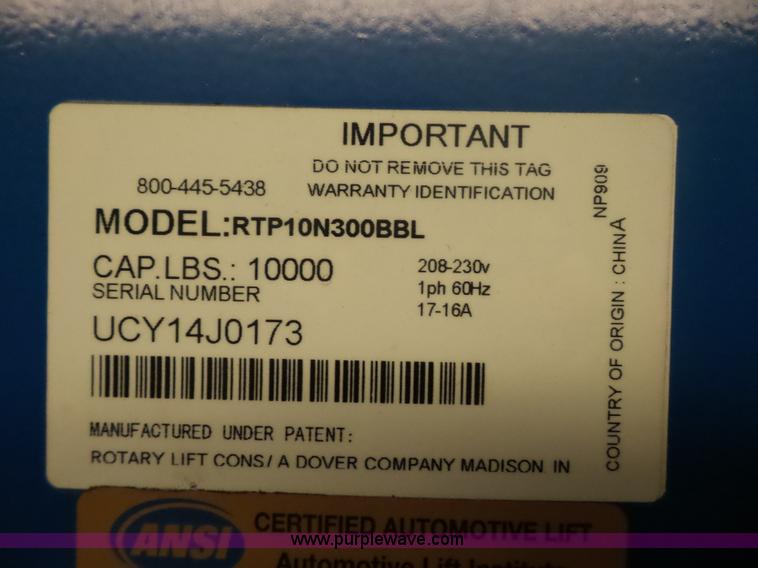 image for item BK9651 Rotary two post vehicle lift