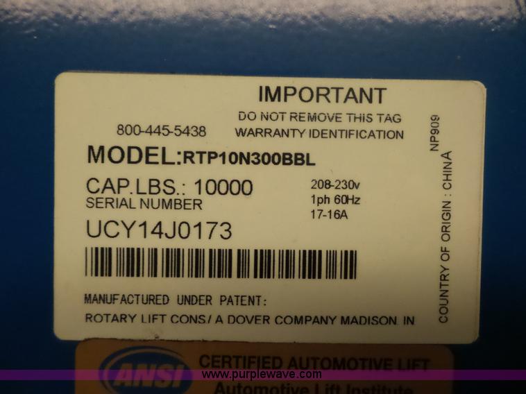 image for item BK9651 Rotary two post vehicle lift