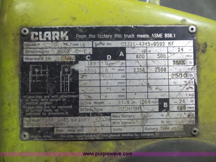 image for item BS9611 Clark C25C forklift