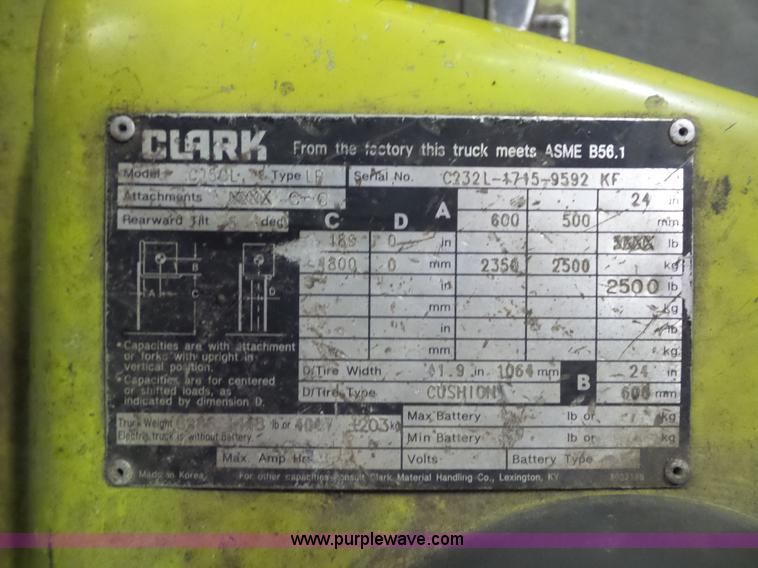image for item BS9611 Clark C25C forklift