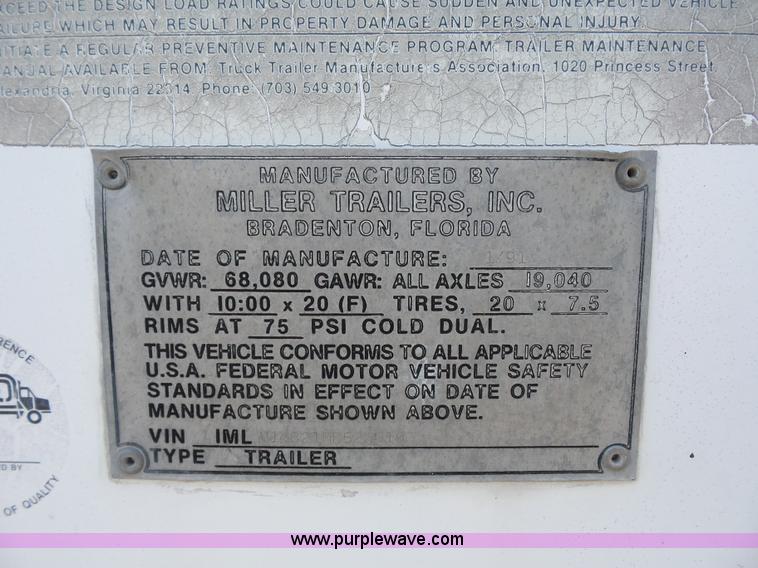 image for item BS9625 1991 Miller dry van trailer