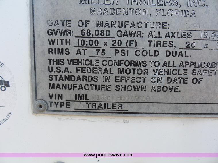 image for item BS9625 1991 Miller dry van trailer