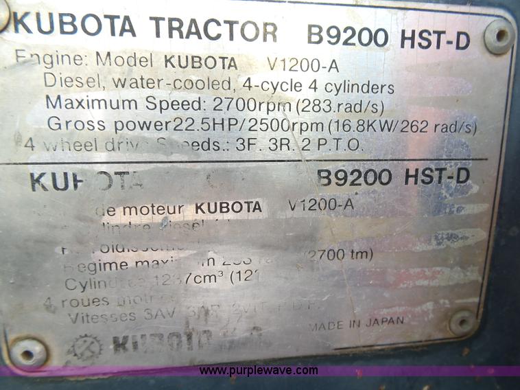 image for item BM9696 Kubota B9200 MFWD tractor