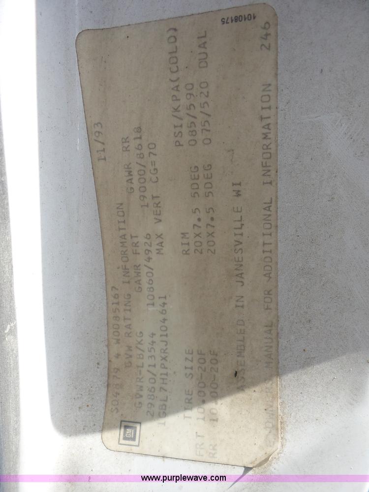 image for item BZ9615 1994 Chevrolet Kodiak flatbed truck