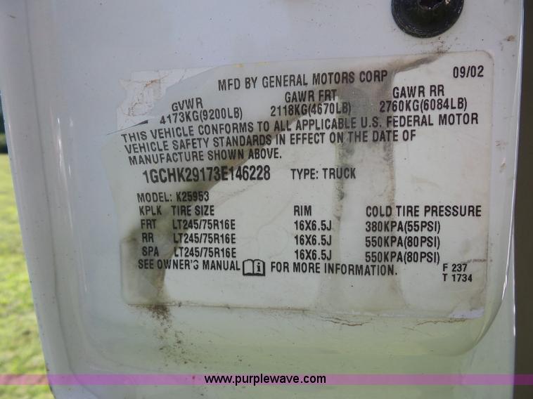 image for item K1712 2003 Chevrolet Silverado 2500HD Ext. Cab pickup truck