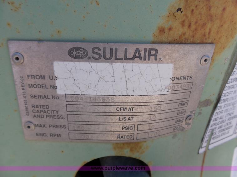 image for item K4695 2004 Sullair 185H air compressor