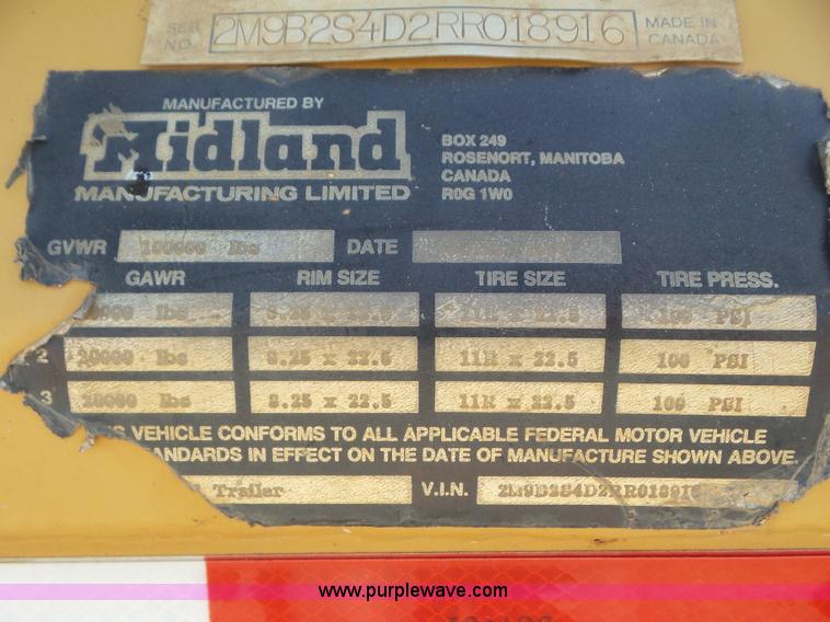 image for item L6855 1994 Midland bottom dump trailer