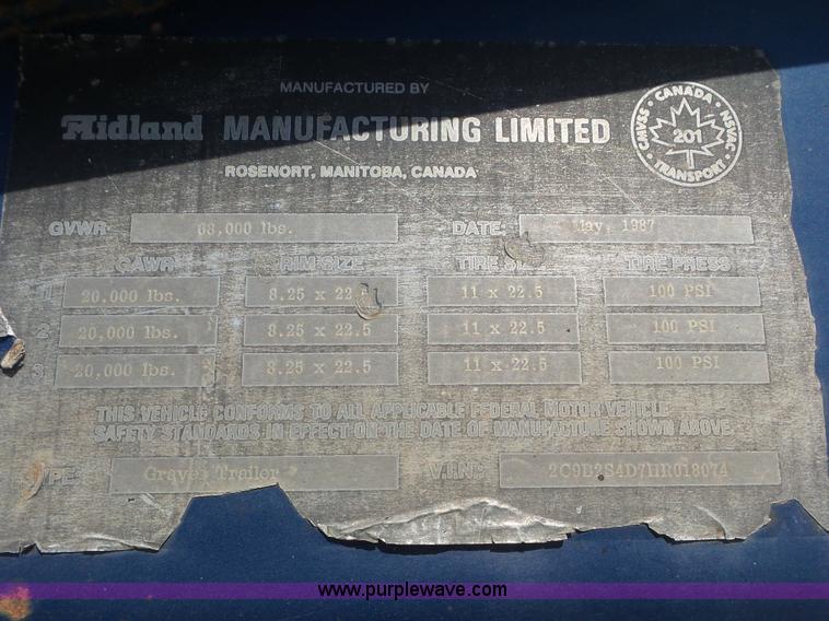 image for item L6856 1987 Midland bottom dump trailer