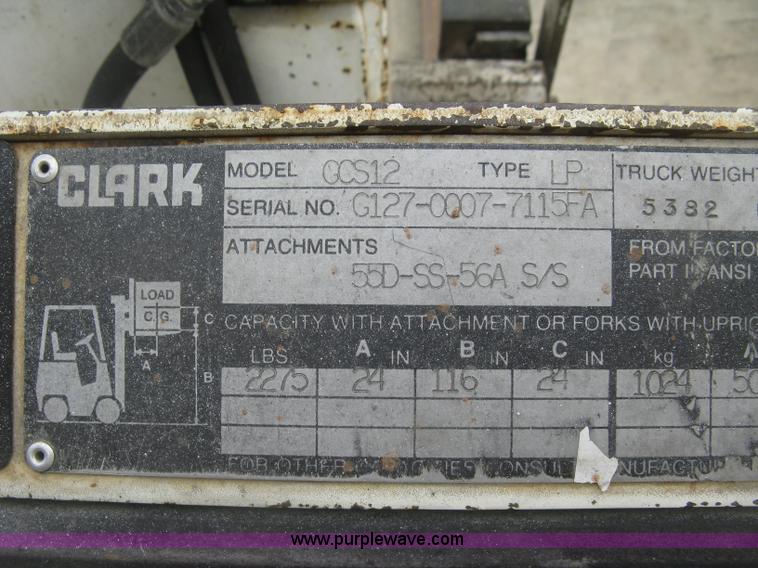 image for item J2764 Clark GCS12 Forklift
