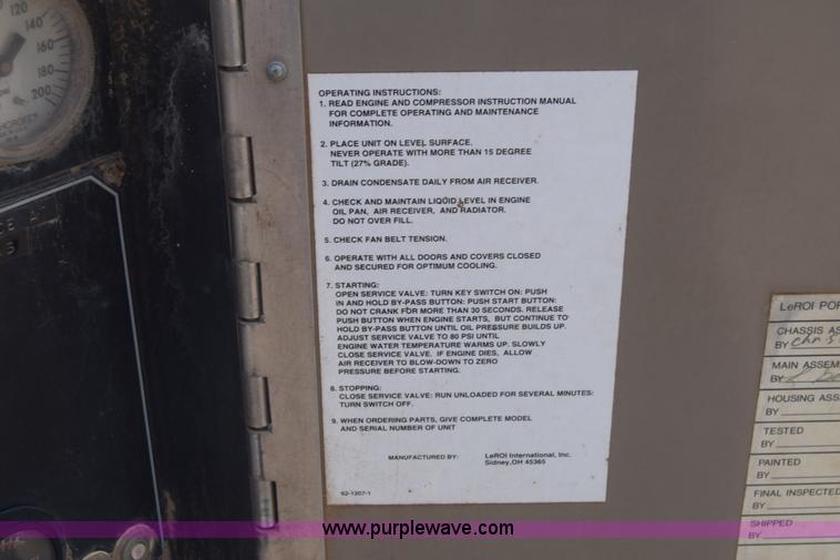 image for item K2926 1995 Leroi Q185DJF air compressor