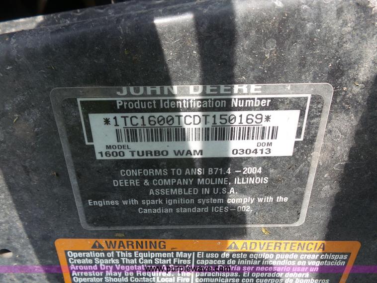 image for item K4740 2013 John Deere 1600 Series II lawn mower