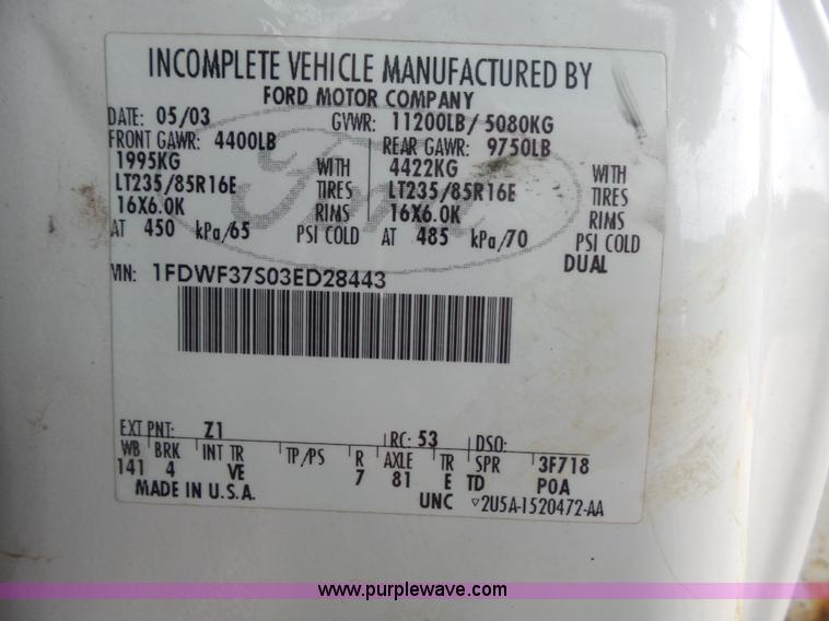 image for item K7733 2003 Ford F350 Super Duty XL utility truck