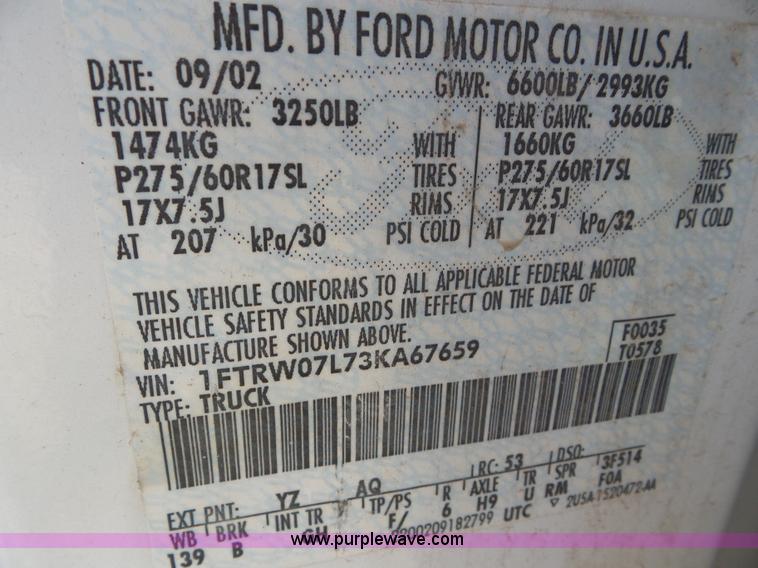 image for item L6867 2003 Ford F150 SuperCrew pickup truck