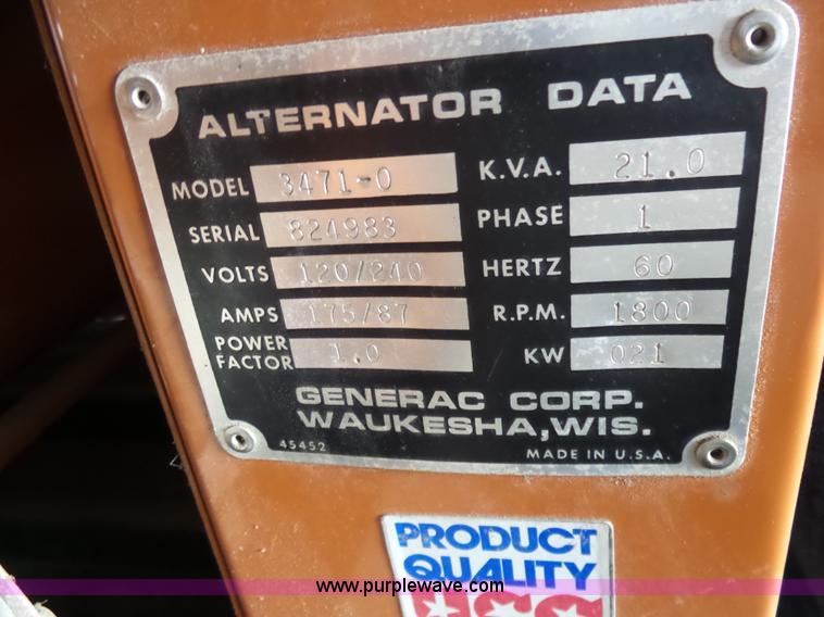 image for item AG9470 Generac 3471-0 generator