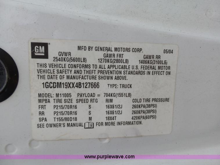 image for item AP9367 2004 Chevrolet Astro Extended Cargo van