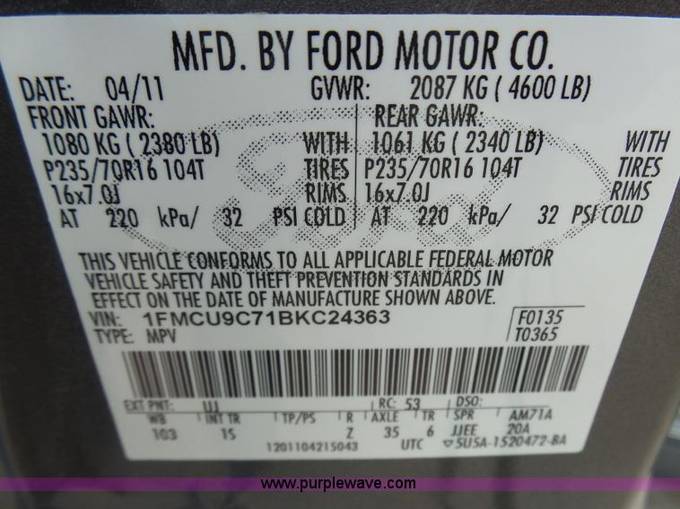 image for item AV9914 2011 Ford Escape SUV