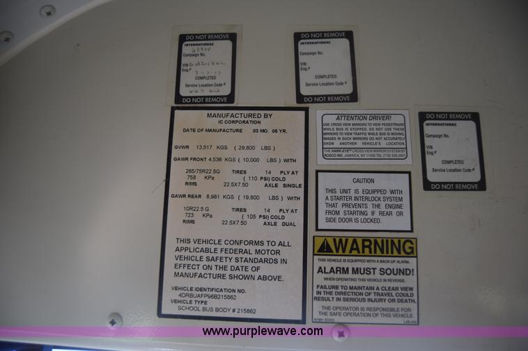 image for item CA9770 2006 International CE200 school bus