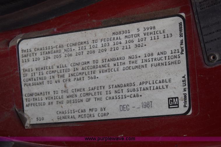 image for item CA9910 1988 Chevrolet Kodiak fire truck