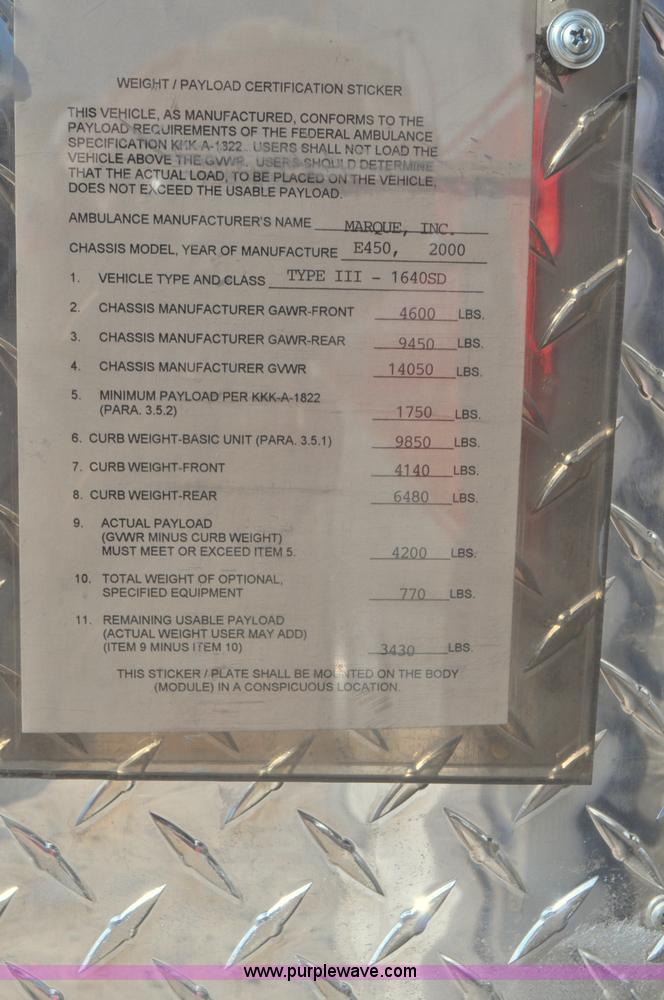 image for item G7466 1999 Ford Econoline E450 ambulance