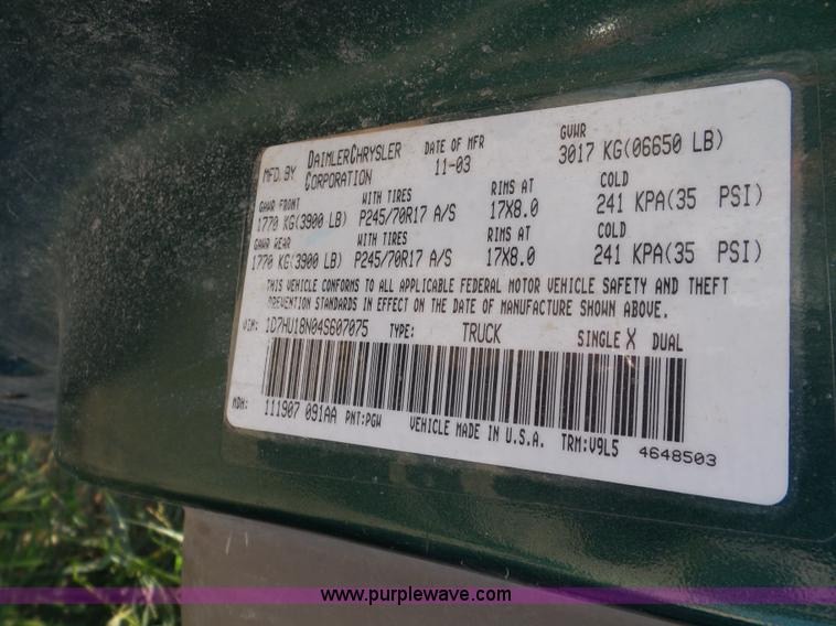 image for item J4004 2004 Dodge Ram 1500 Quad Cab pickup truck