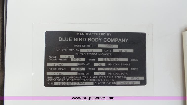 image for item K5253 2000 Chevrolet Express G3500 school bus