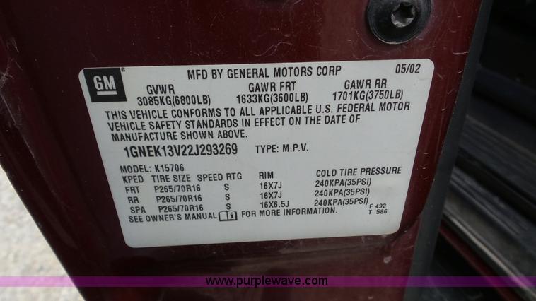 image for item K5264 2002 Chevrolet Tahoe SUV