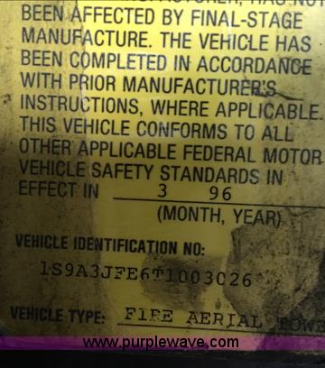 image for item L7087 1996 Sutphen Crew Cab ladder fire truck