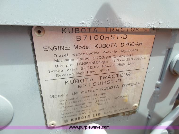image for item BZ9190 Kubota B7100HST MFWD tractor