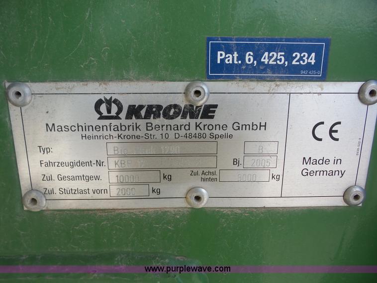 image for item BZ9635 2005 Krone Big Pack 1290 large square baler