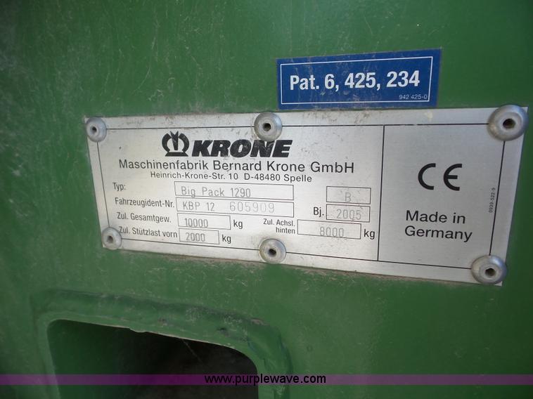 image for item BZ9635 2005 Krone Big Pack 1290 large square baler