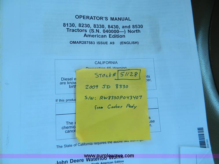 image for item J5113 2009 John Deere 8330 MFWD tractor
